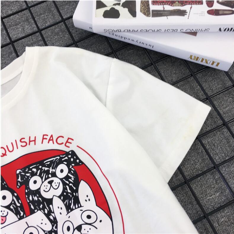Japanese T-shirt, Chao Brand, Short-sleeved Men and Women''s Retro Lovers''T-shirt, Dog Printed Summer Class Clothes